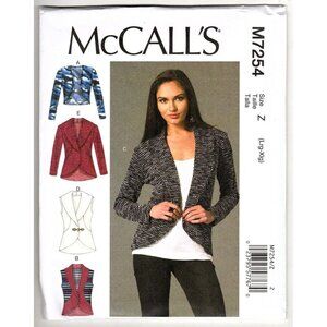 McCall's M7254 Misses L to XL Cardigan Jacket and Vest Uncut Sewing Pattern New